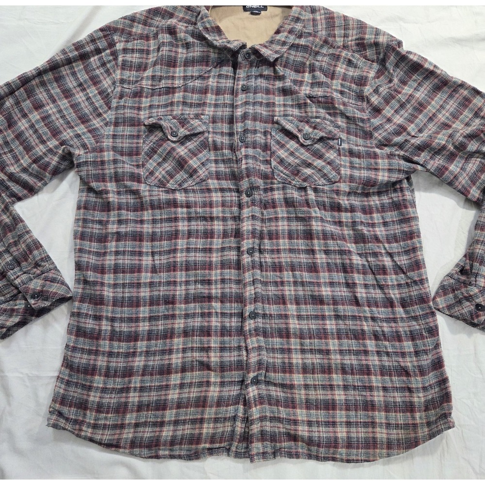 Vintage ONEILL Mens Plaid Flannel Button Up Shirt Size XXL Cotton Standard Fit